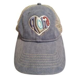 ALOHA Paia Maui Snapback Hat Blue Denim Look Hawaii Baseball Cap Adjustable